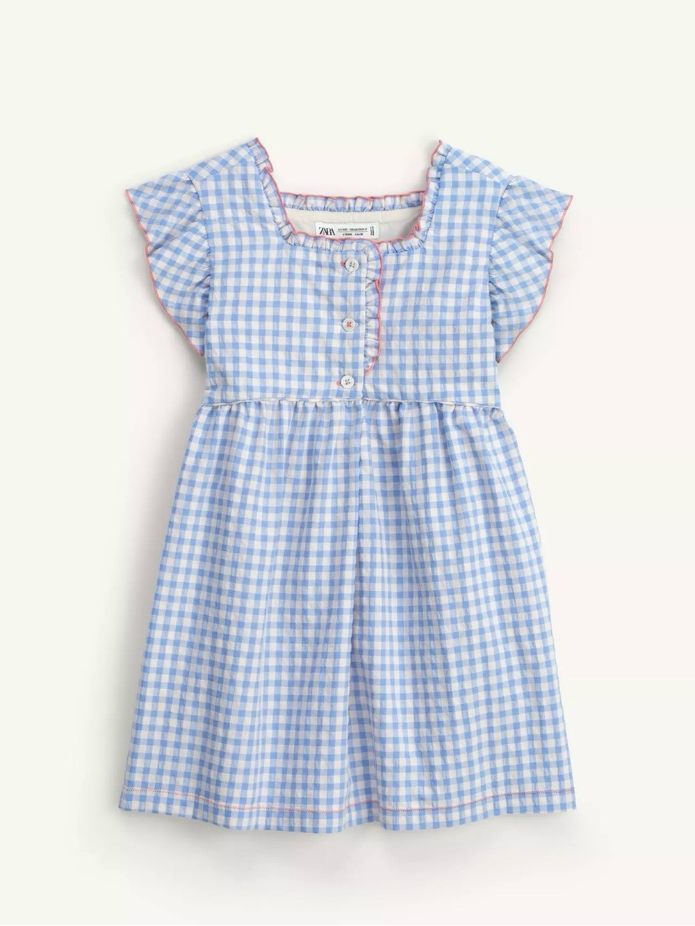 NWT Zara Limited Edition Blue Gingham Sleeve Dress